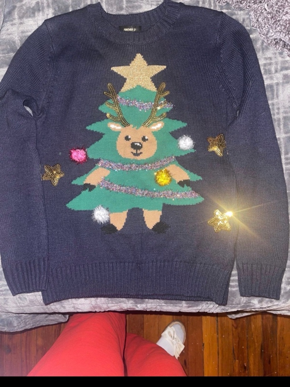 Forever 21 Navy Blue Ribbed Knit Sweater
